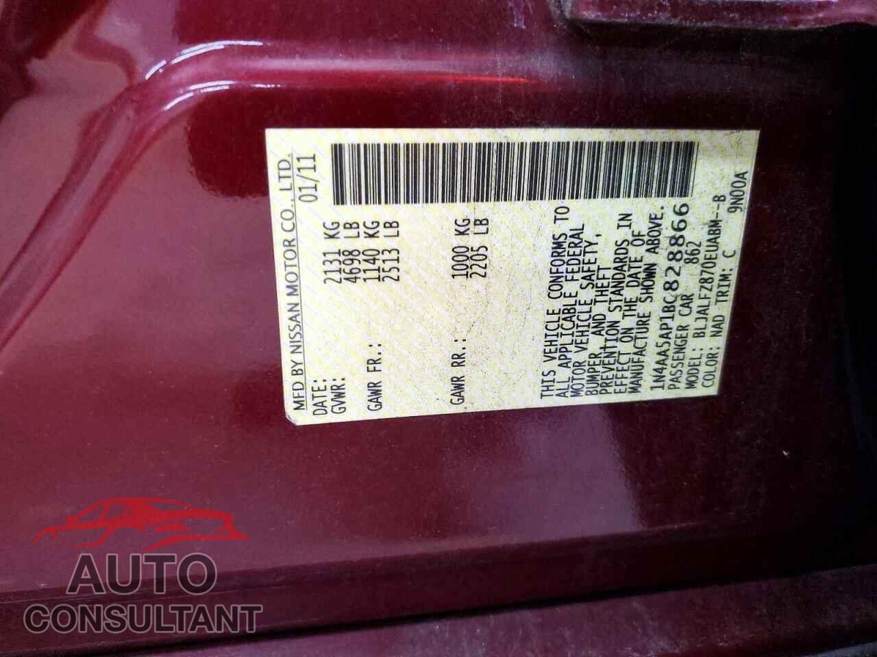 NISSAN MAXIMA 2011 - 1N4AA5AP1BC828866