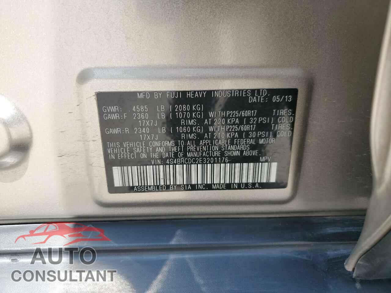 SUBARU OUTBACK 2014 - 4S4BRCDC2E3201176