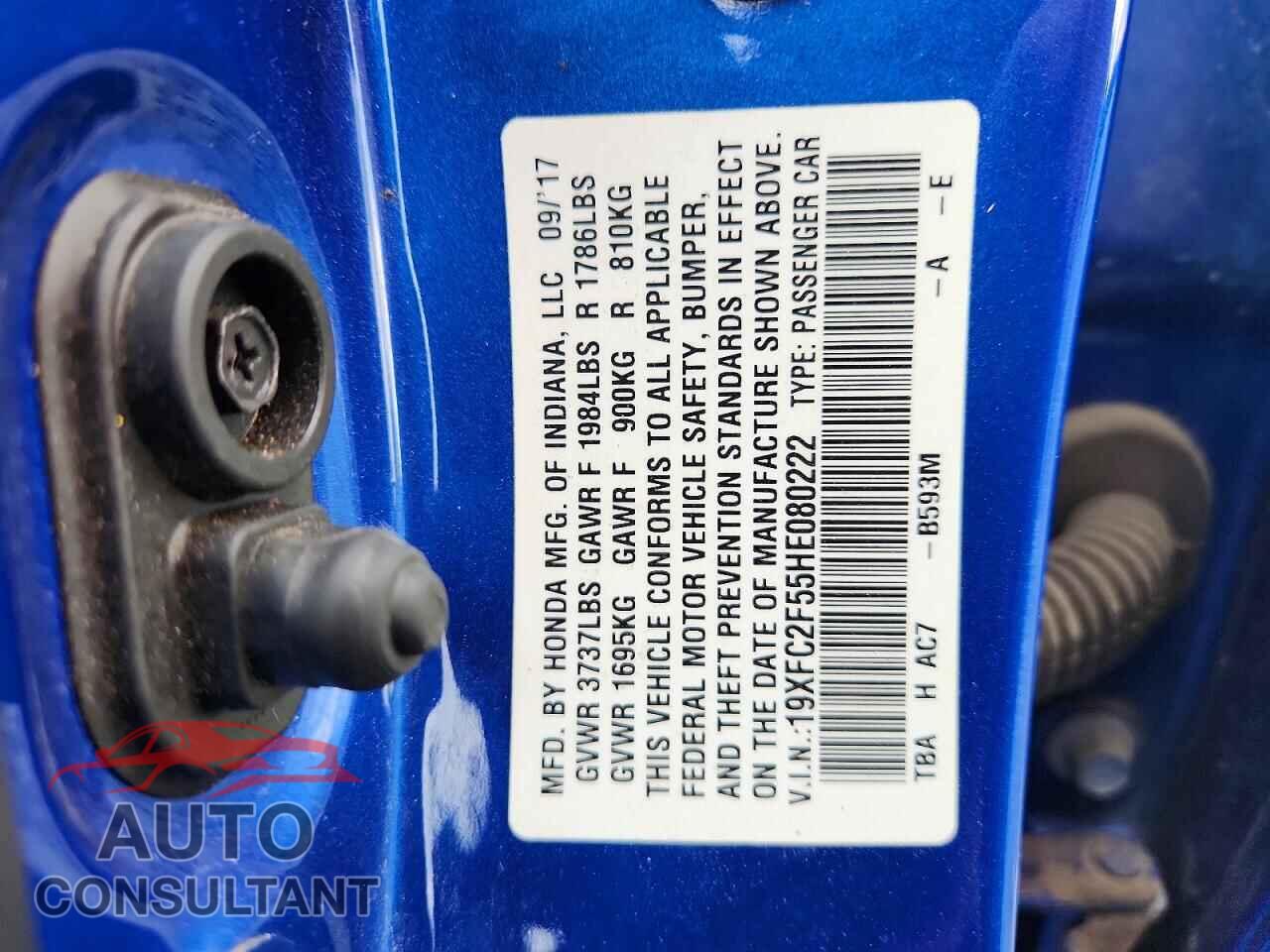 HONDA CIVIC 2017 - 19XFC2F55HE080222