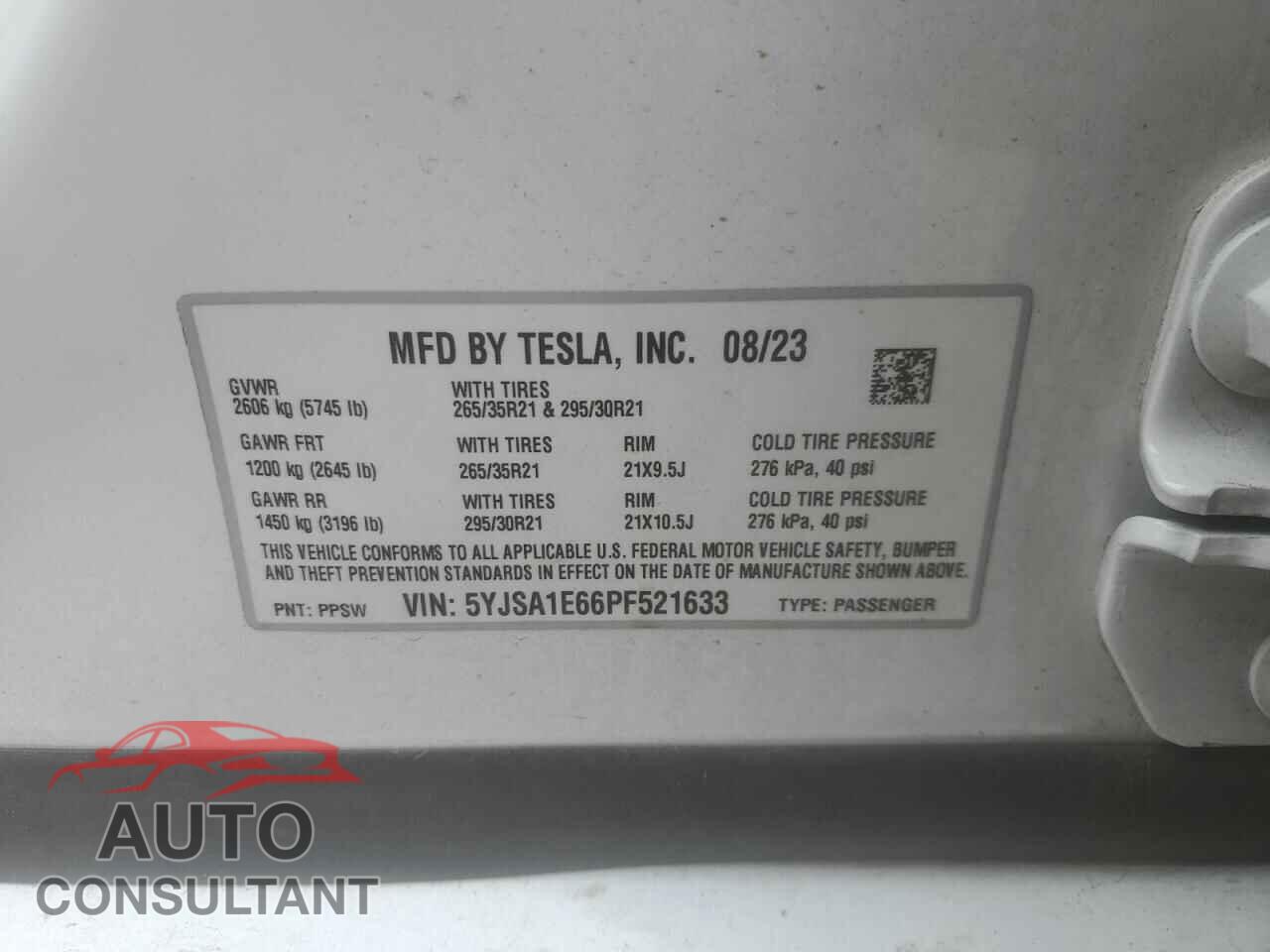 TESLA MODEL S 2023 - 5YJSA1E66PF521633