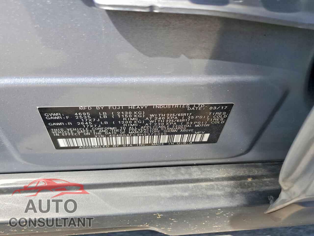 SUBARU OUTBACK 2017 - 4S4BSAFC9H3373005