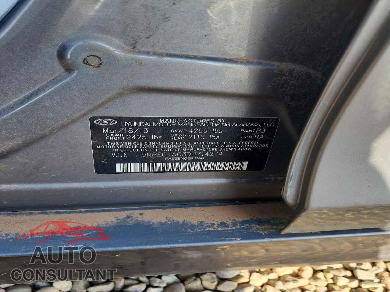 HYUNDAI SONATA 2013 - 5NPEC4AC3DH714274