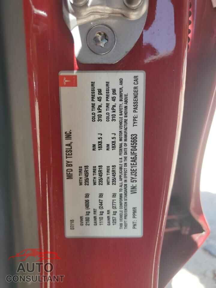 TESLA MODEL 3 2018 - 5YJ3E1EA6JF045663