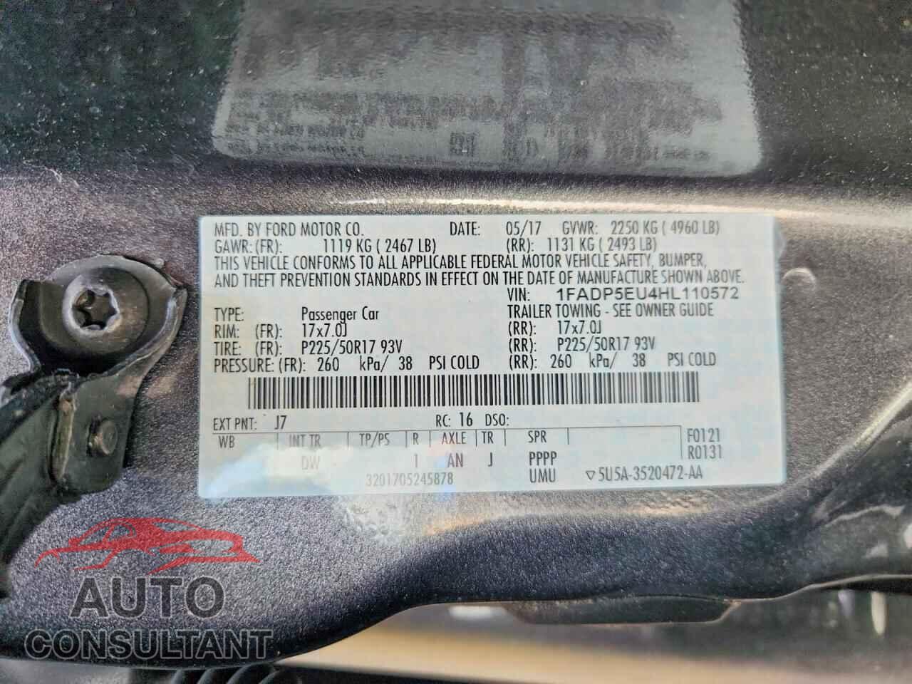 FORD CMAX 2017 - 1FADP5EU4HL110572