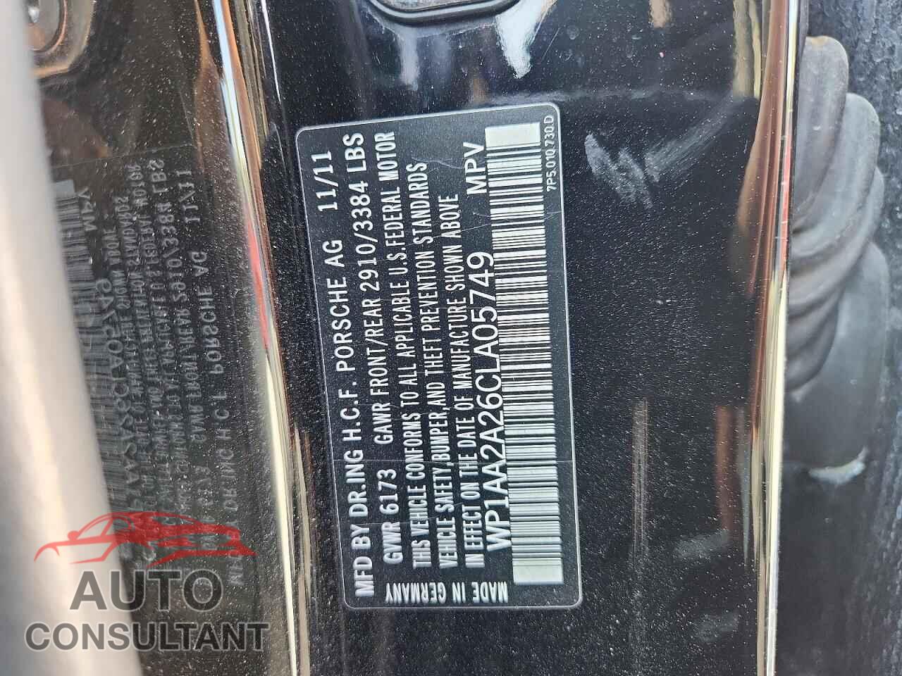 PORSCHE CAYENNE 2012 - WP1AA2A26CLA05749