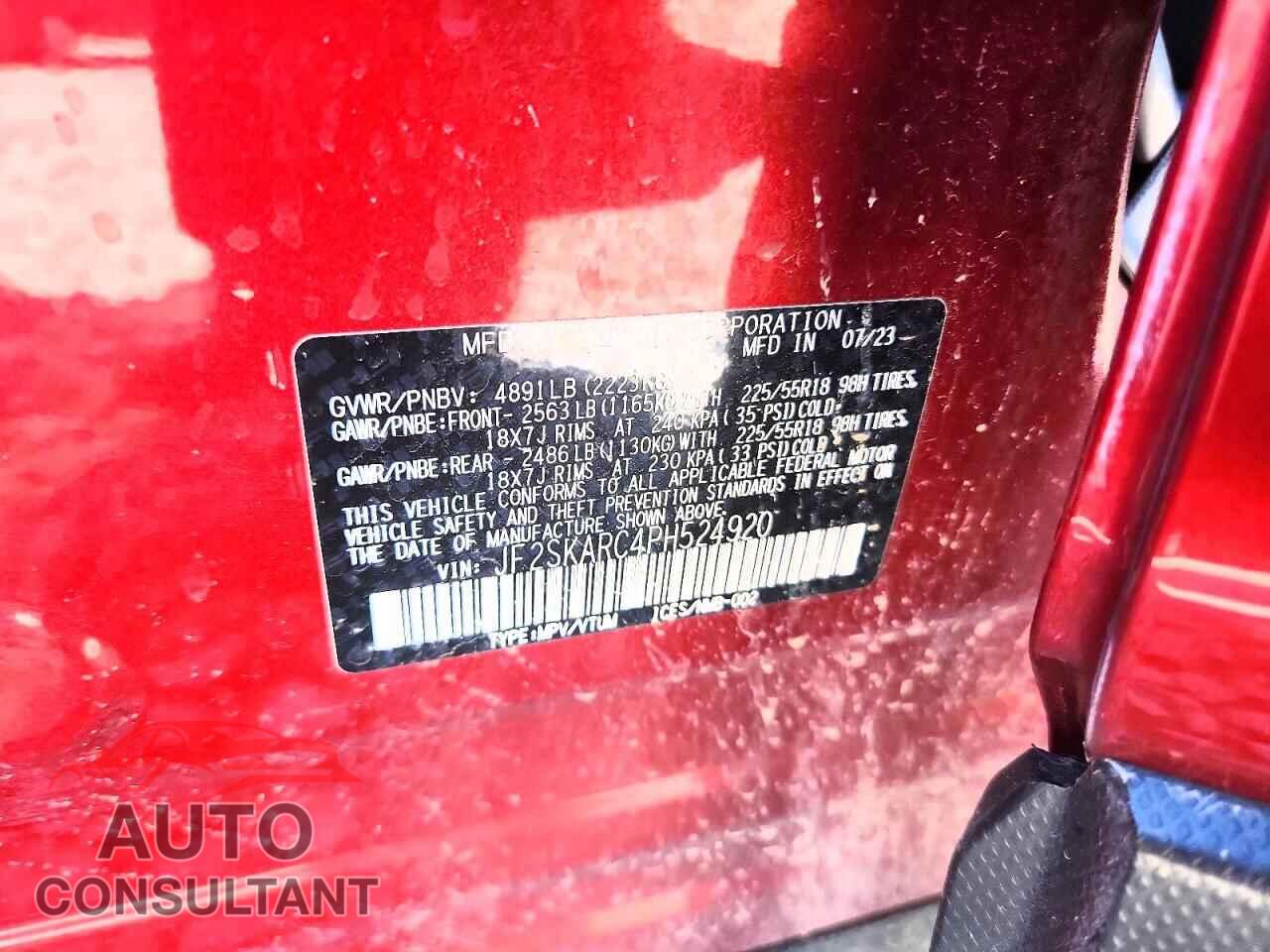 SUBARU FORESTER 2023 - JF2SKARC4PH524920