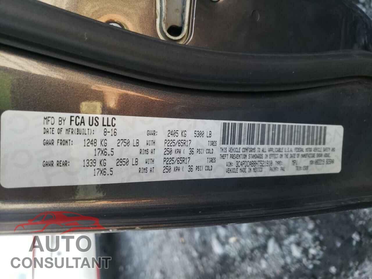 DODGE JOURNEY 2017 - 3C4PDCAB8HT521910