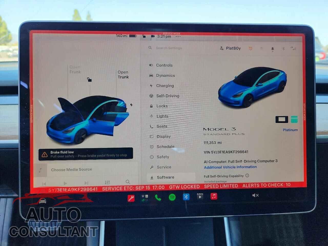 TESLA MODEL 3 2019 - 5YJ3E1EA9KF298641
