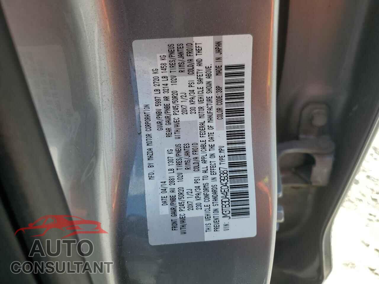 MAZDA CX-9 2014 - JM3TB3DA4E0439387