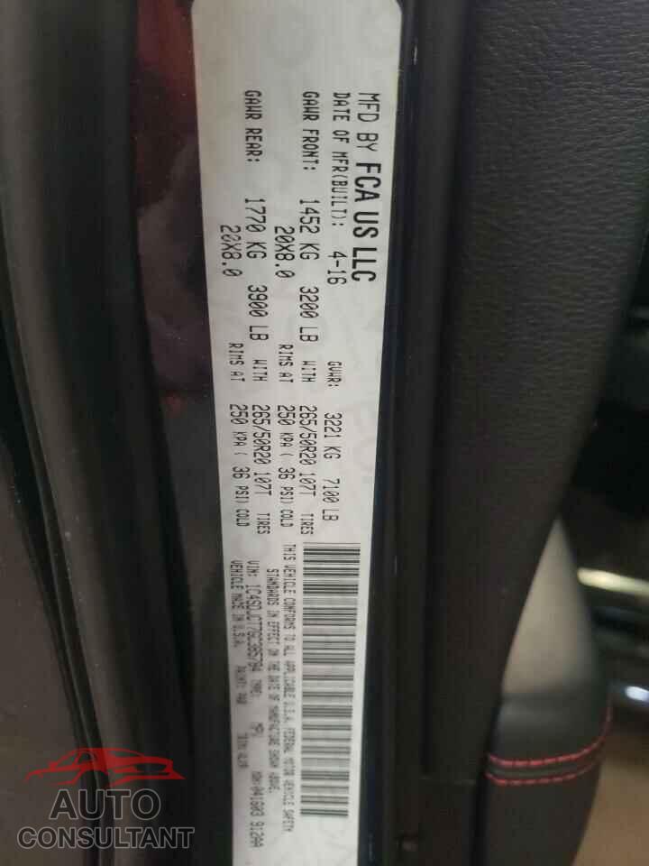 DODGE DURANGO 2016 - 1C4SDJCT7GC385784
