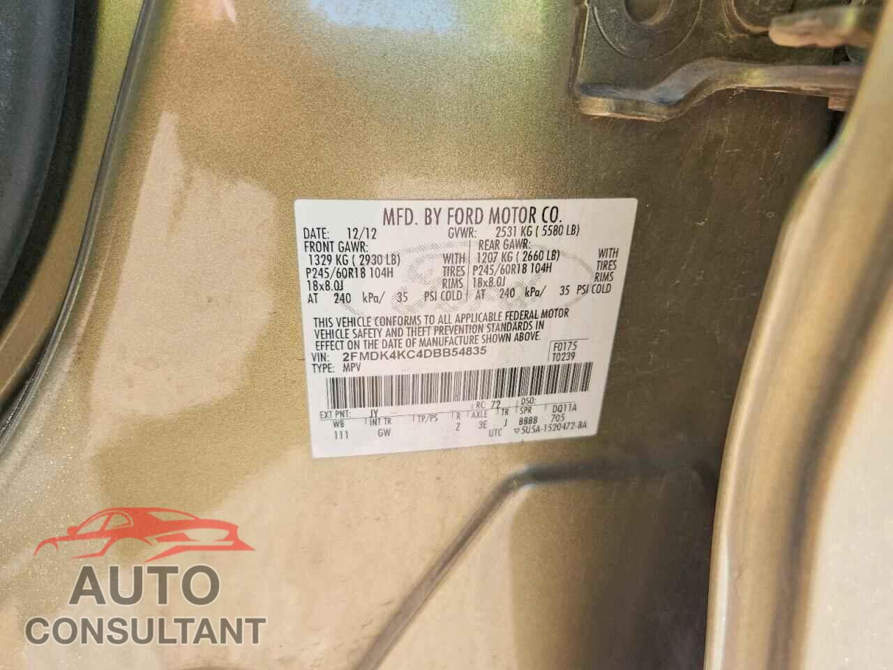 FORD EDGE 2013 - 2FMDK4KC4DBB54835