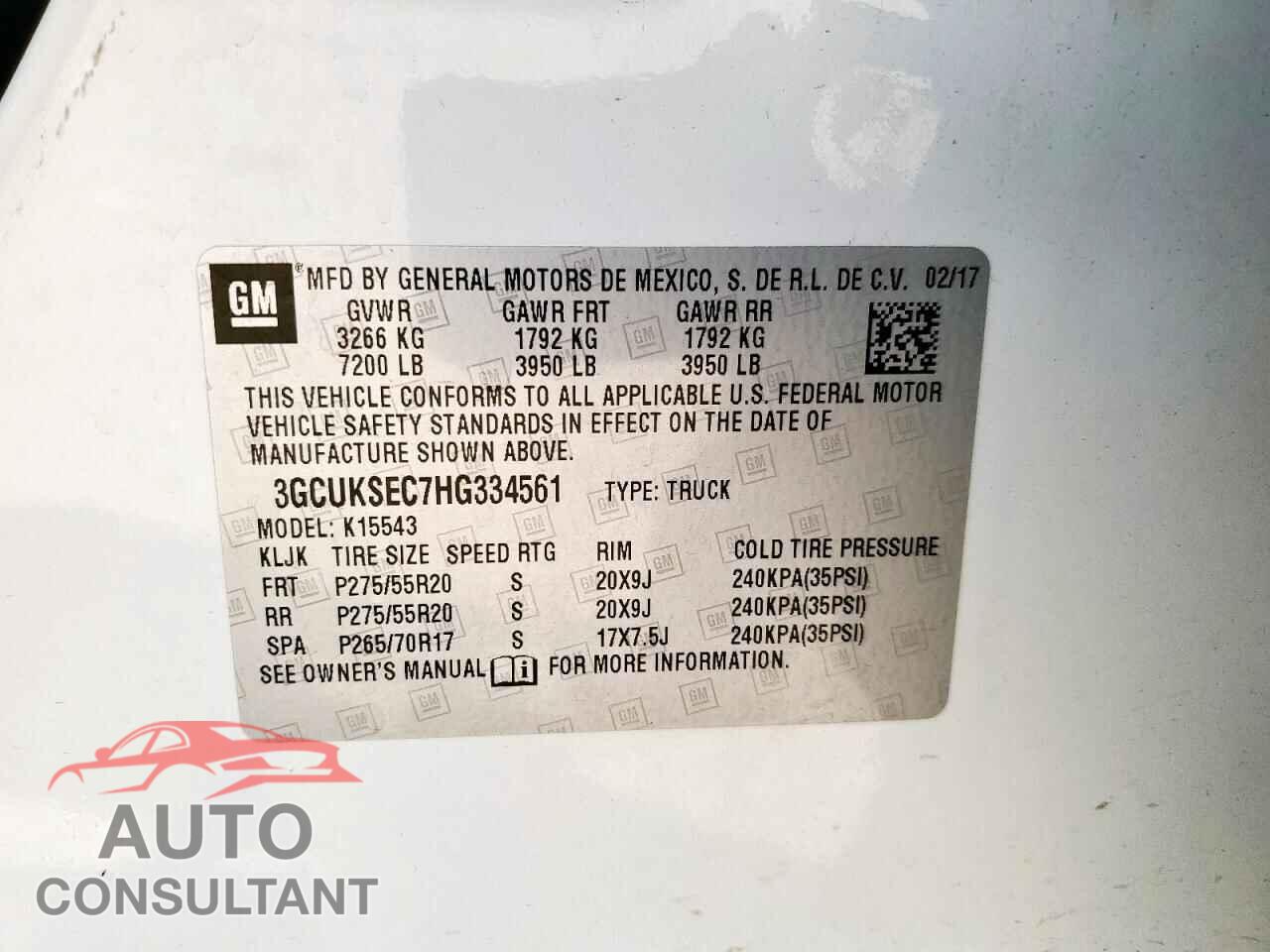 CHEVROLET ALL Models 2017 - 3GCUKSEC7HG334561