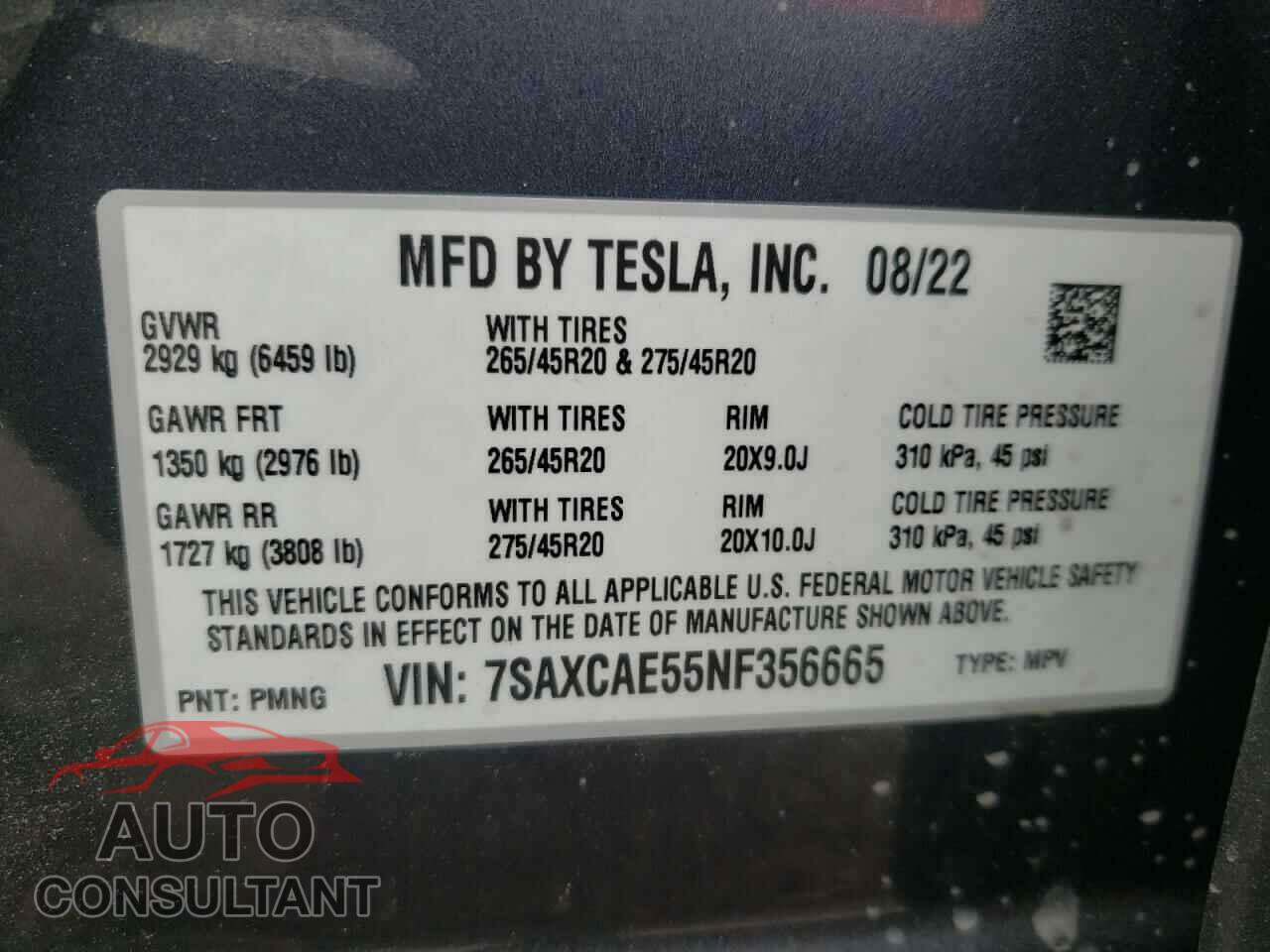 TESLA MODEL X 2022 - 7SAXCAE55NF356665