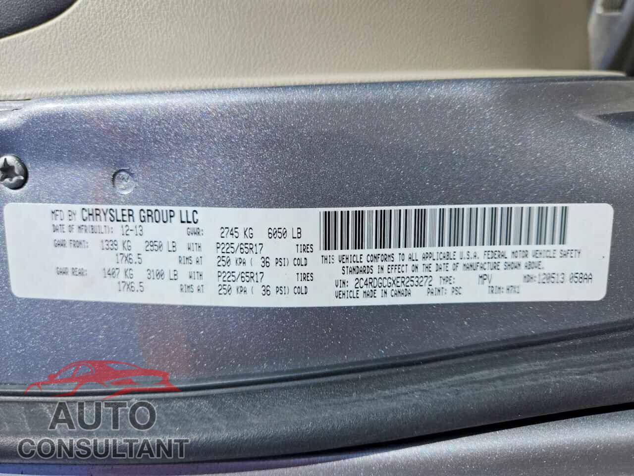 DODGE CARAVAN 2014 - 2C4RDGCGXER253272