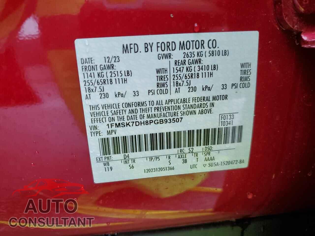FORD EXPLORER 2023 - 1FMSK7DH8PGB93507