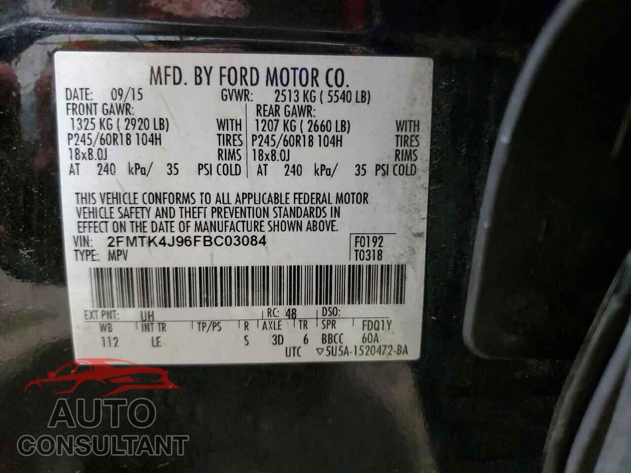 FORD EDGE 2015 - 2FMTK4J96FBC03084