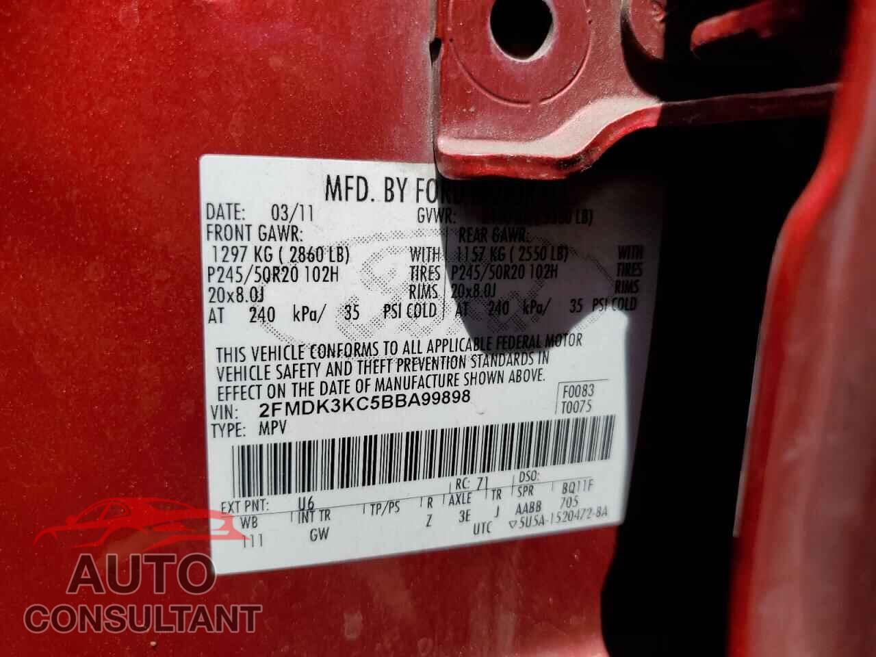 FORD EDGE 2011 - 2FMDK3KC5BBA99898