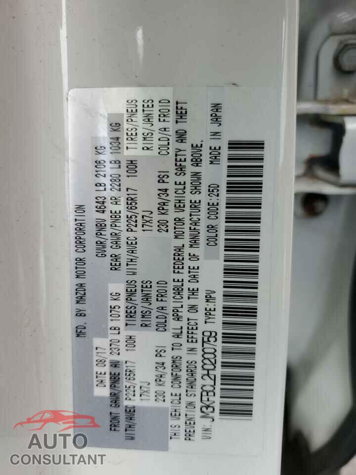 MAZDA CX-5 2017 - JM3KFBCL2H0200759