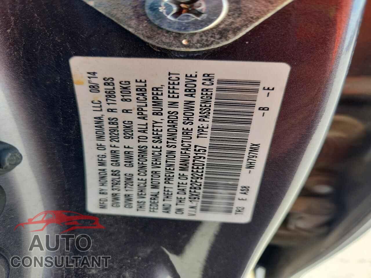 HONDA CIVIC 2014 - 19XFB2F92EE079157