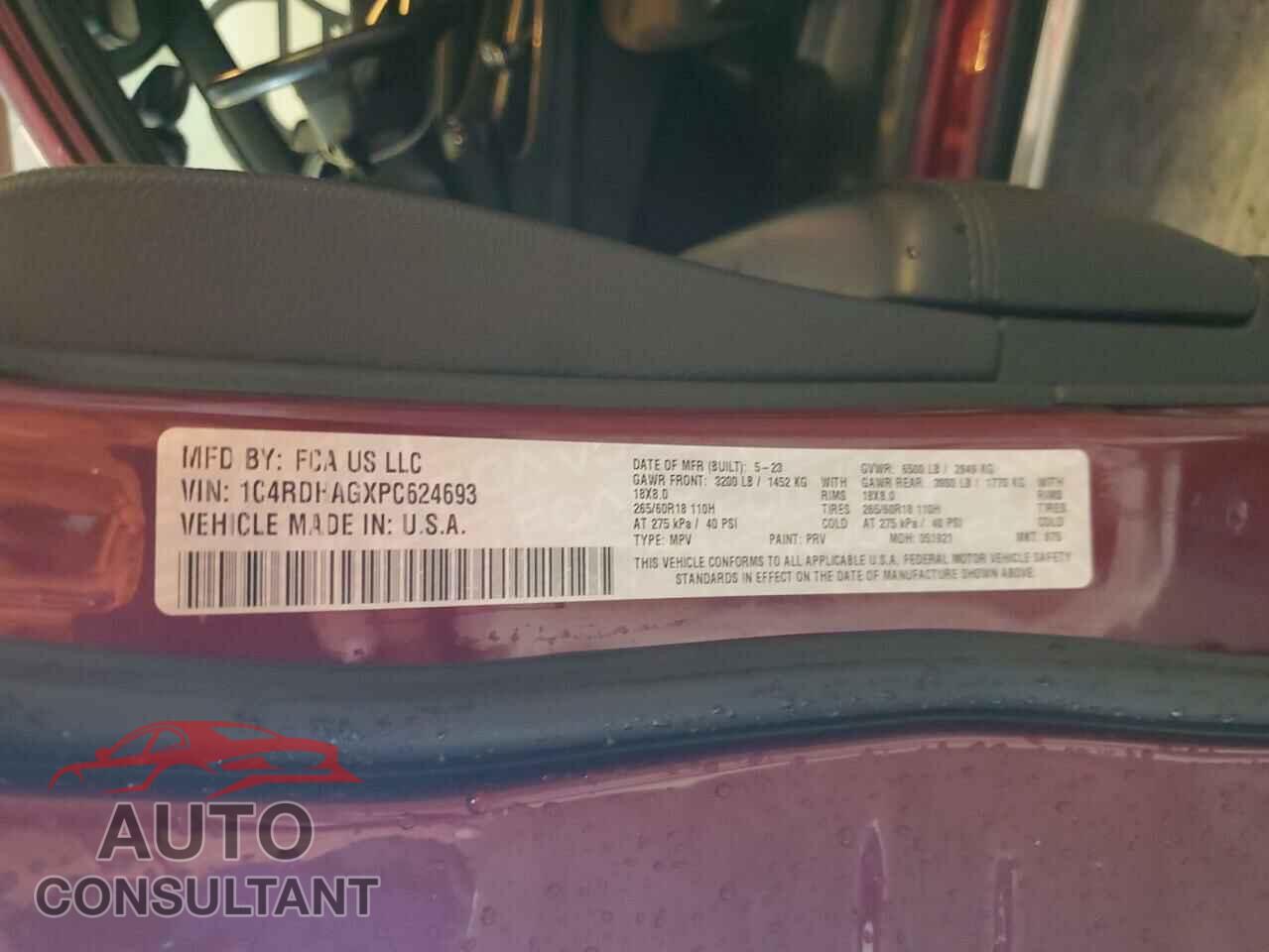 DODGE DURANGO 2023 - 1C4RDHAGXPC624693
