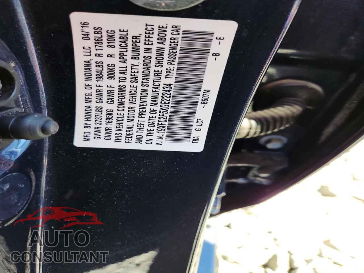 HONDA CIVIC 2016 - 19XFC2F5XGE222434