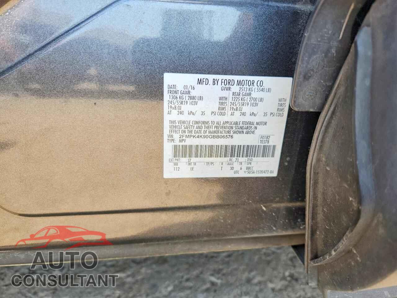 FORD EDGE 2016 - 2FMPK4K90GBB06576
