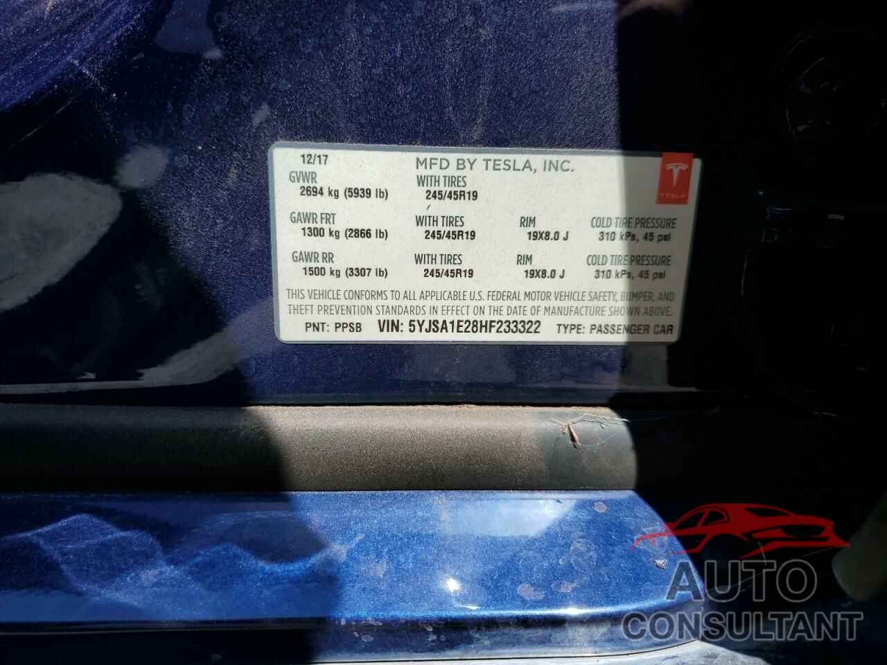 TESLA MODEL S 2017 - 5YJSA1E28HF233322