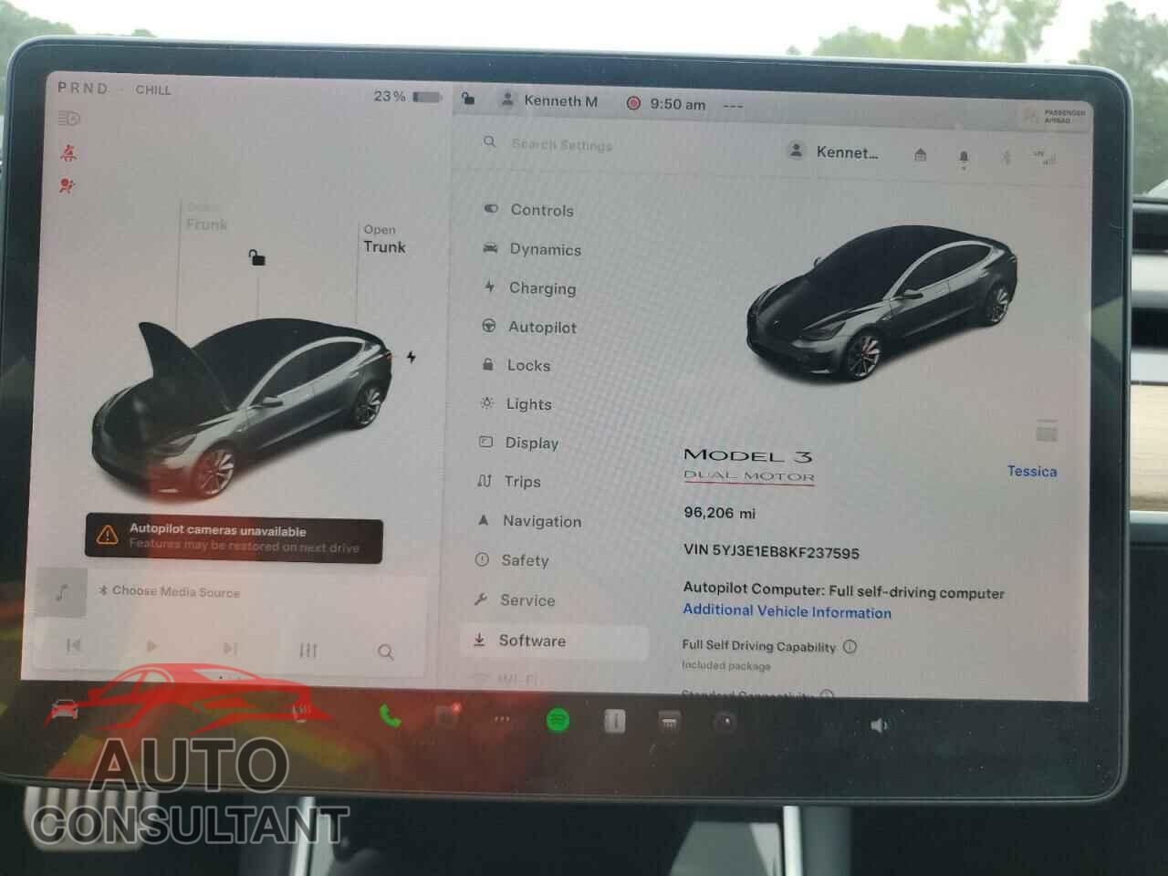 TESLA MODEL 3 2019 - 5YJ3E1EB8KF237595