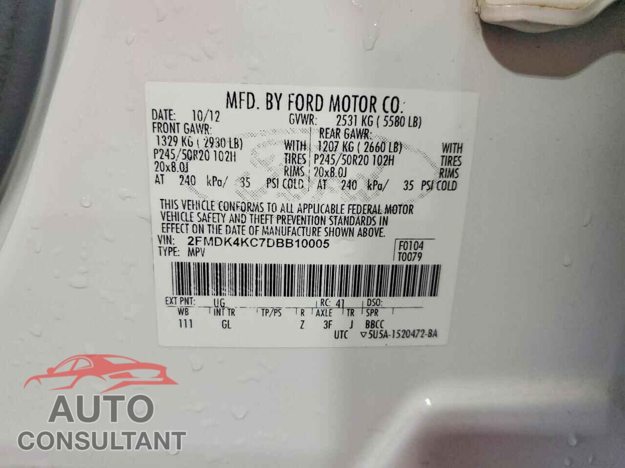FORD EDGE 2013 - 2FMDK4KC7DBB10005