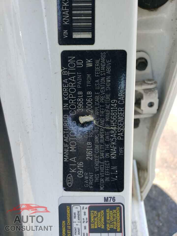 KIA FORTE 2017 - KNAFK5A84H5681149
