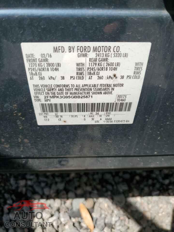 FORD EDGE 2016 - 2FMPK3G95GBB25871