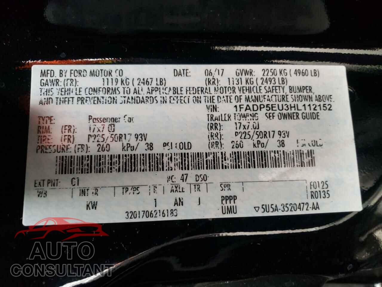 FORD CMAX 2017 - 1FADP5EU3HL112152