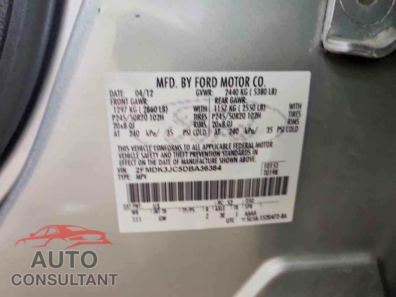 FORD EDGE 2013 - 2FMDK3JC5DBA36384