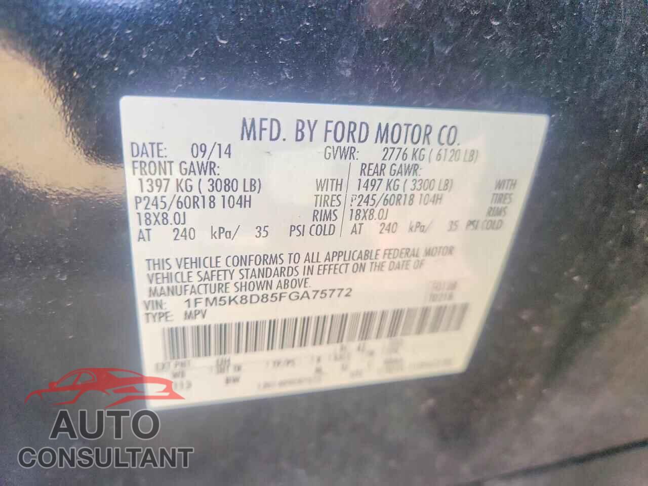 FORD EXPLORER 2015 - 1FM5K8D85FGA75772