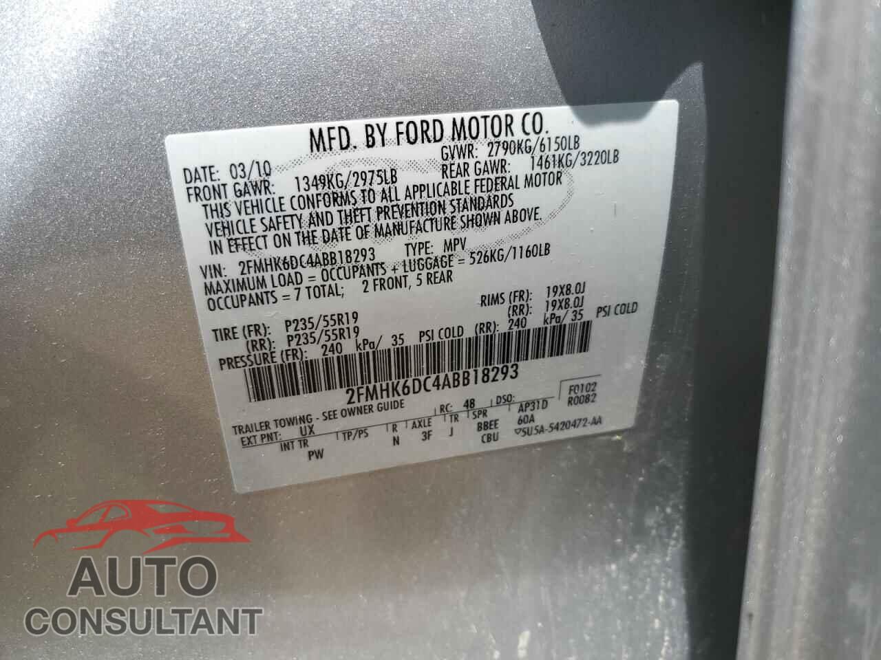 FORD FLEX 2010 - 2FMHK6DC4ABB18293