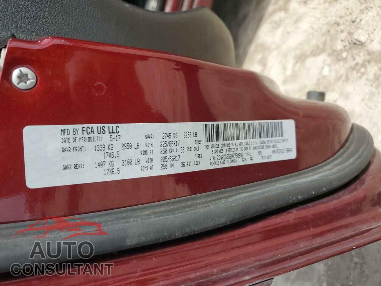 DODGE CARAVAN 2017 - 2C4RDGEG2HR790882