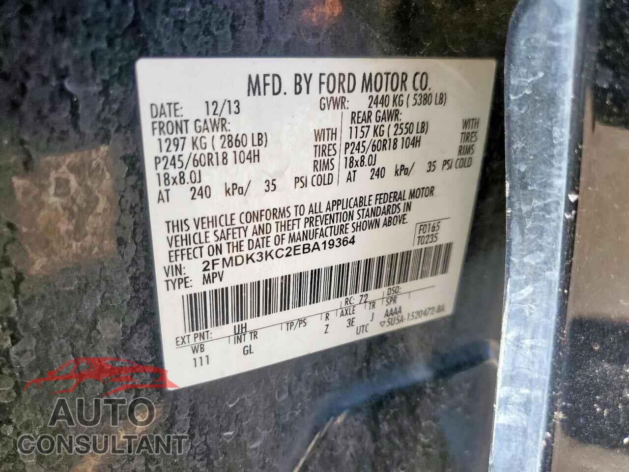 FORD EDGE 2014 - 2FMDK3KC2EBA19364