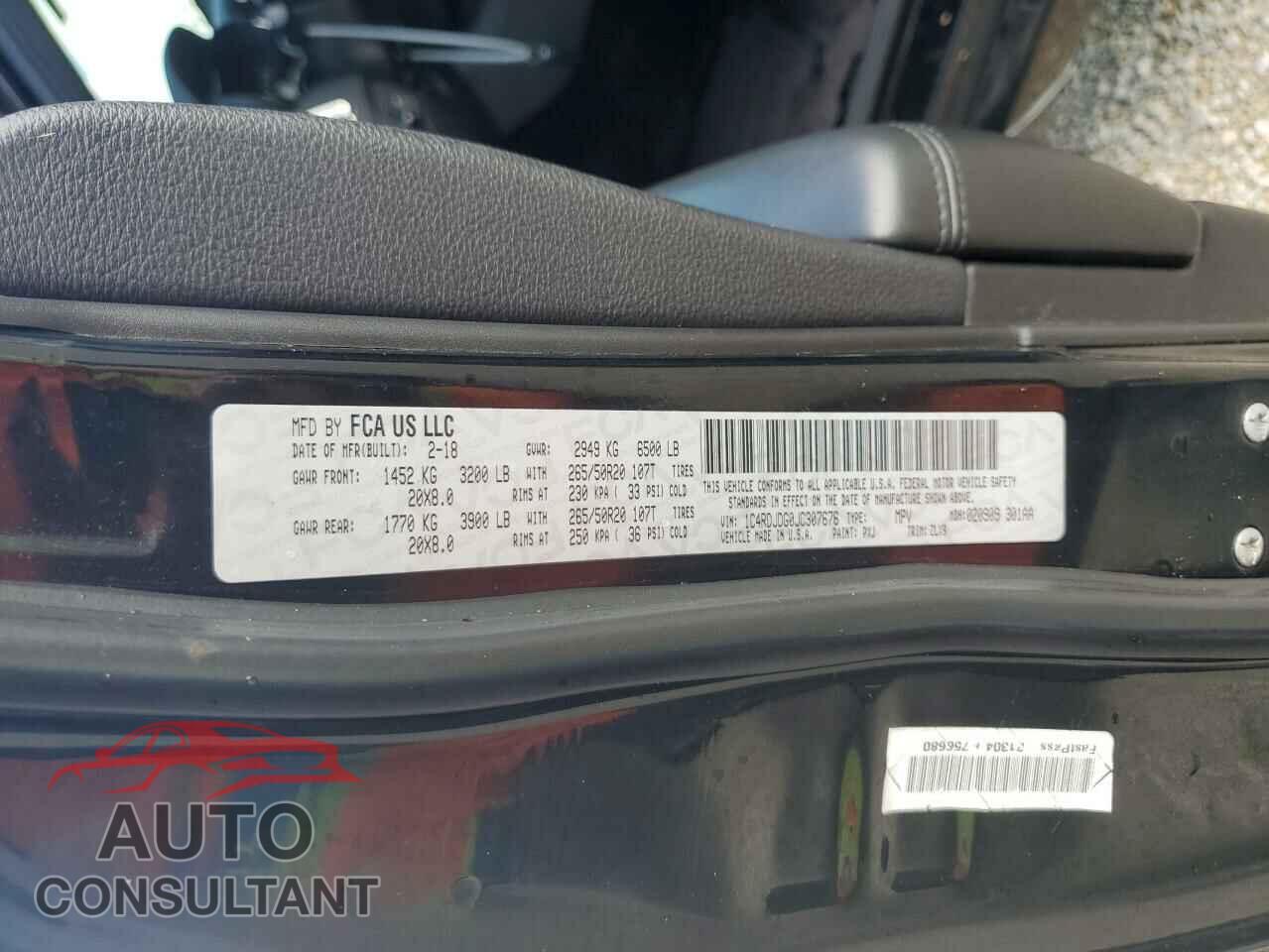 DODGE DURANGO 2018 - 1C4RDJDG0JC307676