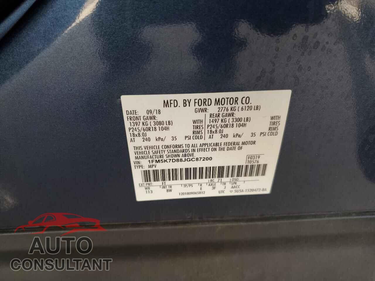 FORD EXPLORER 2018 - 1FM5K7D88JGC87200