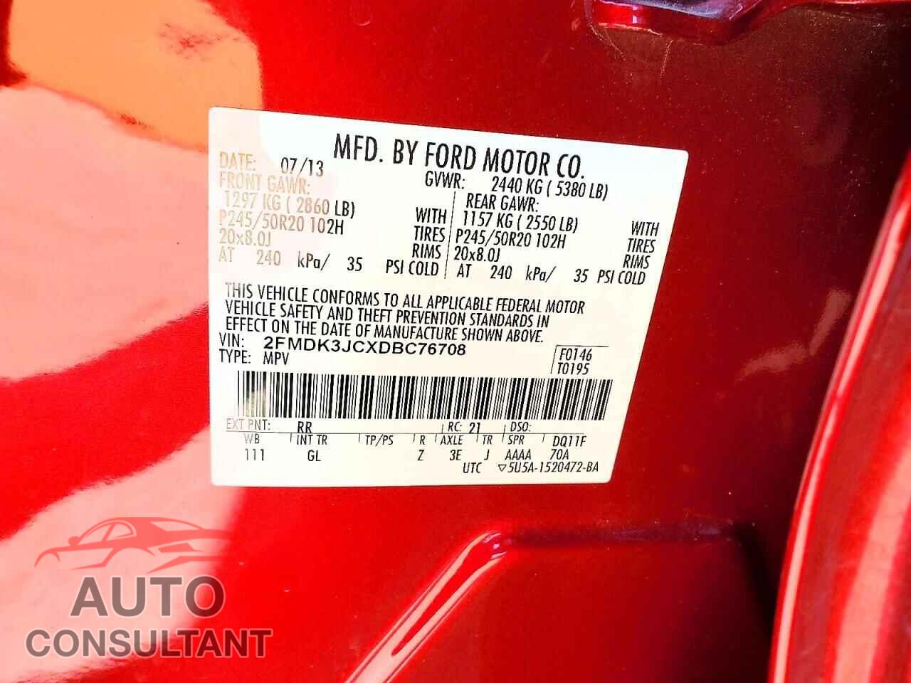 FORD EDGE 2013 - 2FMDK3JCXDBC76708