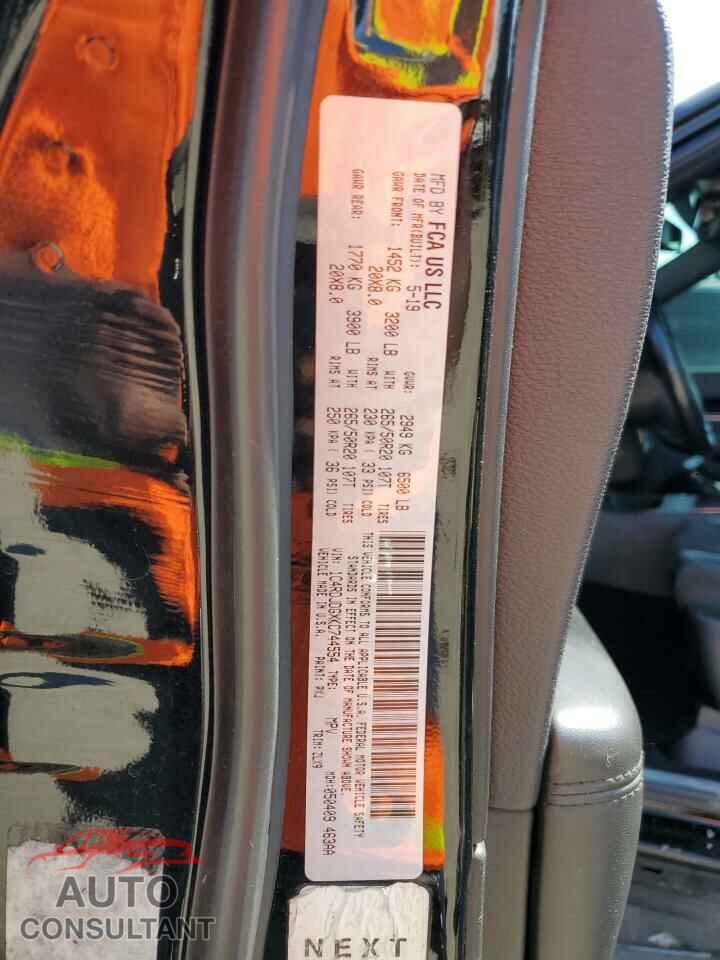 DODGE DURANGO 2019 - 1C4RDJDGXKC744554