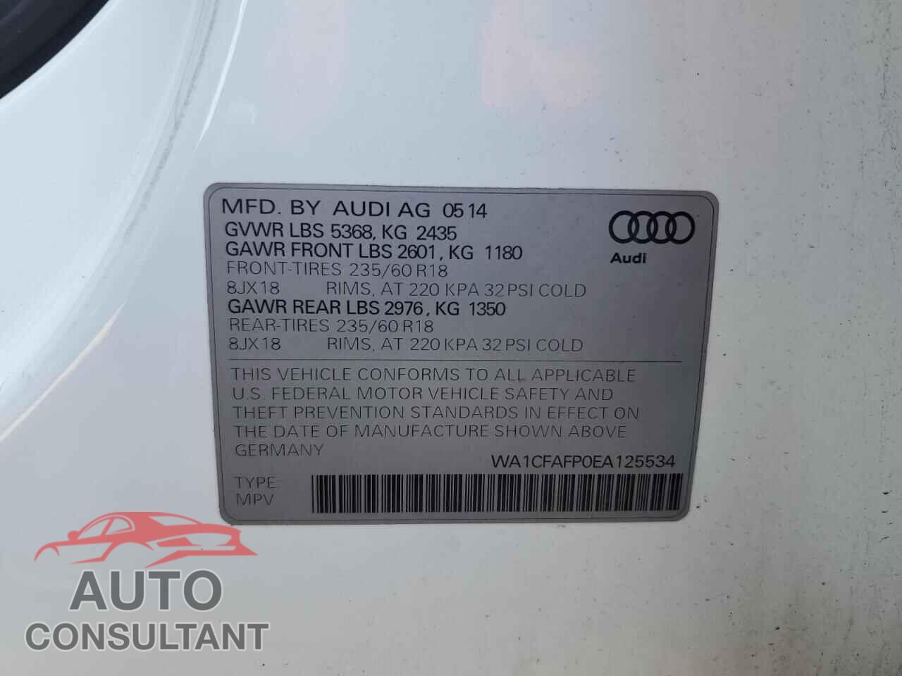 AUDI Q5 2014 - WA1CFAFP0EA125534