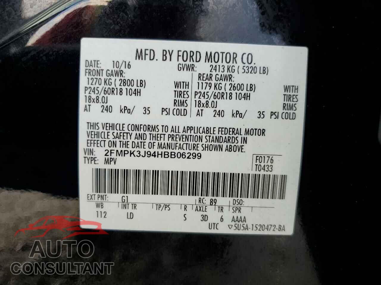 FORD EDGE 2017 - 2FMPK3J94HBB06299