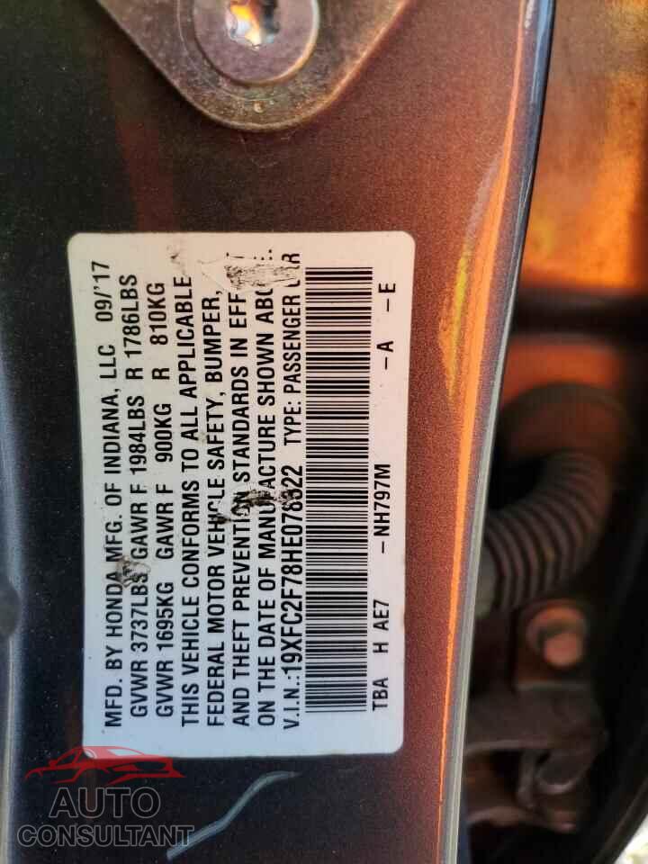 HONDA CIVIC 2017 - 19XFC2F78HE078322