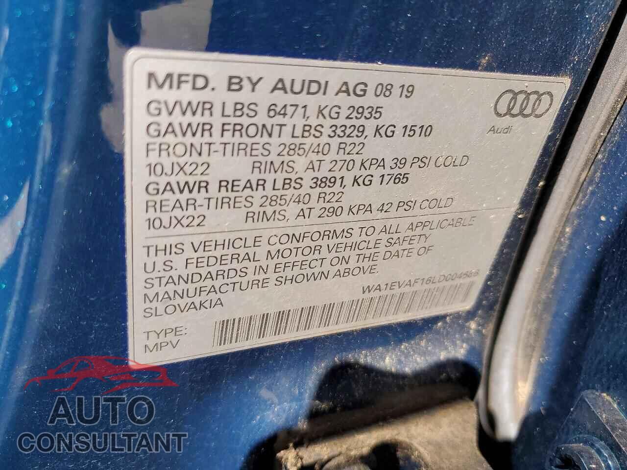 AUDI Q8 2020 - WA1EVAF16LD004686
