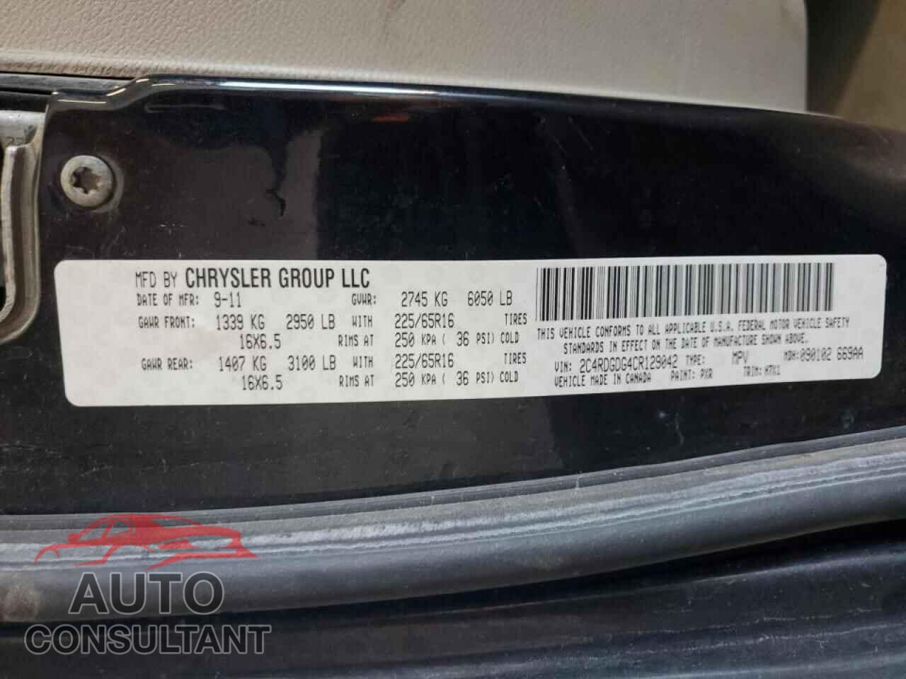 DODGE CARAVAN 2012 - 2C4RDGDG4CR129042