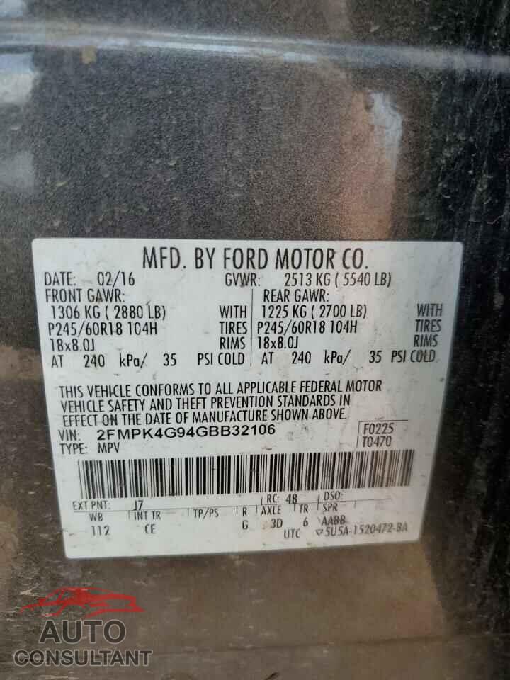 FORD EDGE 2016 - 2FMPK4G94GBB32106