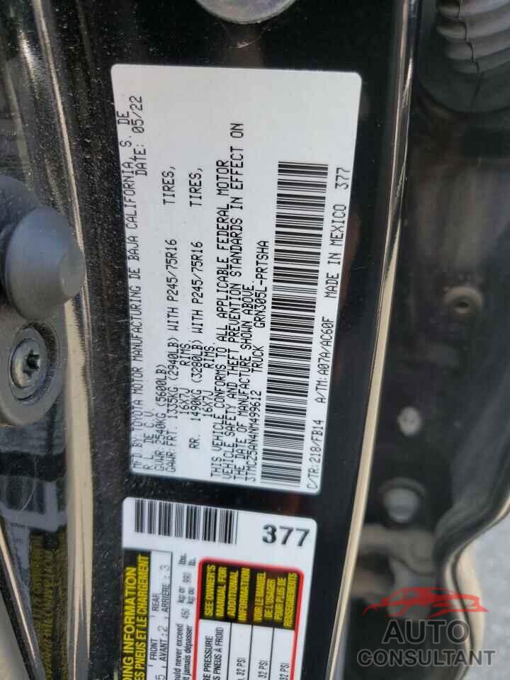 TOYOTA TACOMA 2022 - 3TMCZ5AN4NM499612