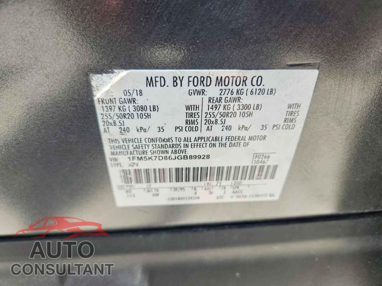 FORD EXPLORER 2018 - 1FM5K7D86JGB89928