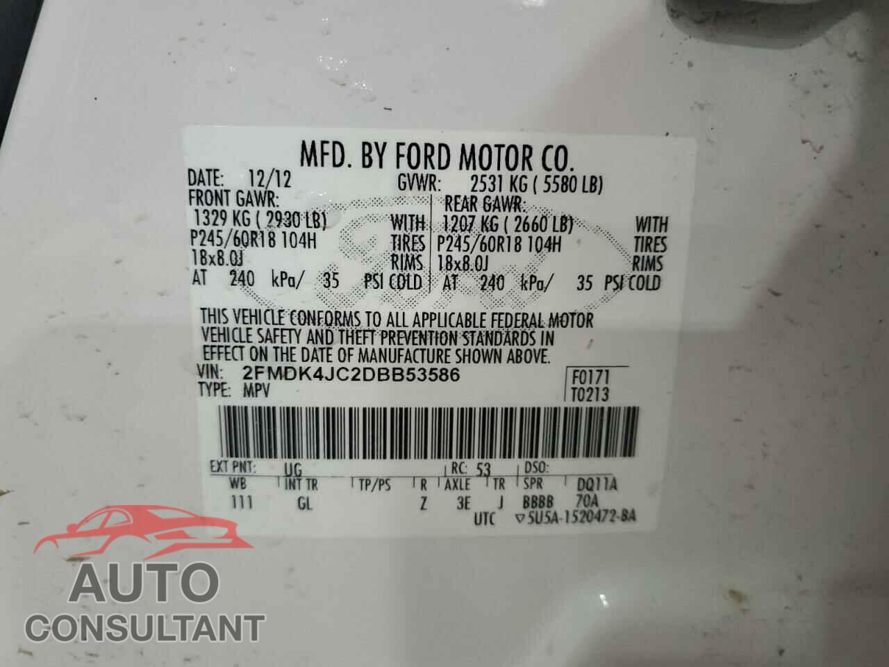 FORD EDGE 2013 - 2FMDK4JC2DBB53586